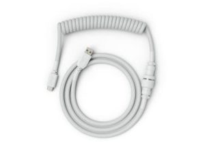 Glorious Coiled Keyboard Cable – Coiled USB C Cable Artisan Braided Cables for Mechanical Gaming Keyboard Coiled Cable - Custom Keyboard Cable (White)