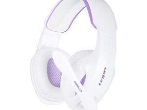 SUPSOO 3.5mm PS4 Headset PC Gaming Headsets for New Xbox One White Purple Wire Over Ear Headphone with Mic