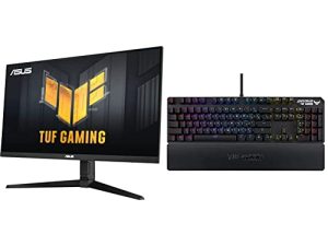 ASUS TUF Gaming 32” 1440P Gaming Monitor (VG32AQL1A) & Mechanical PC Gaming Keyboard for PC - TUF K3 | Programmable Onboard Memory | Black