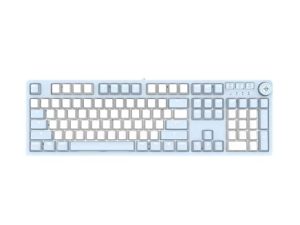 AK515 Wired Mechanical Gaming Keyboard – Brown Switches - PBT Keycaps – Blue-White Matching – White Backlit - Magnetic Suction Panel - Multimedia Keys Roller – for Windows Computer Office Gaming PC