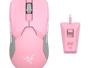Razer Viper Ultimate Lightweight Wireless Gaming Mouse & RGB Charging Dock: Hyperspeed Wireless Technology - 20K DPI Optical Sensor - 78g - Optical Mouse Switch - 70 Hr Battery - Quartz Pink