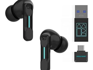 FEDIKER SW4 Wireless Earbuds for PC/Computer/Laptop/Mobile - Dongle & Bluetooth - 40ms Low Latency - 4 Mics PC Earbuds – Gaming - Work Headset - Work Headphones – Hidden Earbuds for Work Office