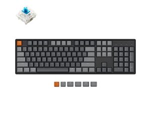 Keychron K10 Full Size 104 Keys Bluetooth Wireless/USB Wired Mechanical Gaming Keyboard for Mac with Gateron G Pro Blue Switch/RGB Backlight/Multitasking Computer Keyboard for Windows