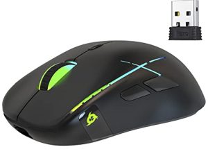 KLIM Ace - Rechargeable Wireless Gaming Mouse RGB + New 2022 + High-Precision Sensor & Breathtaking RGB Effect + 8 Customizable Buttons + Ambidextrous + Wired and Wireless Mouse for PC Mac PS4 PS5