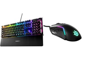 SteelSeries Apex 5 Hybrid Mechanical Gaming Keyboard & Rival 5 Gaming Mouse with PrismSync RGB Lighting and 9 Programmable Buttons – Black