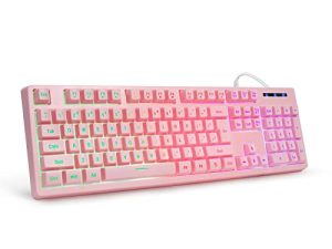 CQ104 Pink Gaming Keyboard USB Wired with Rainbow LED Backlit