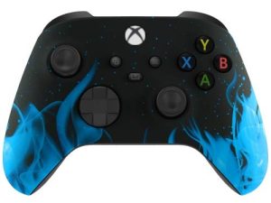 Xbox Soft Touch Design Custom Gaming Controller -Soft Shell for Comfort Grip - Blue Flames