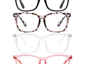 HEALSUN Blue Light Blocking Glasses for Women Men 4 PACK Computer Gaming Anti Headache Eye Strain