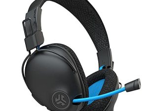 JLab Play Pro Gaming Wireless Headset | 60+ Hour Bluetooth 5 Playtime 60ms Super-Low Latency for Mobile Gameplay | Retractable Boom Mic | AUX Gaming Cord Compatible with Gaming Consoles