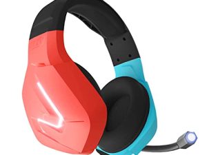 Orzly Gaming Headset with Mic for Nintendo Switch OLED and Lite Joycon Color Match with Led Light Microphone & Remote - Hornet RXH-20 Tanami Edition