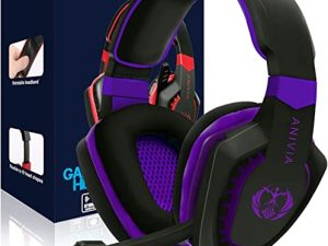 Anivia Computer Over Ear Headphones Wired with Mic Stereo Gaming Headset Noise Isolating Headsets with Volume Control