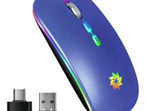 LED Wireless Mouse Slim Silent Mouse 2.4G Rechargeable Wireless Computer Mouse Wireless Mouse for Laptop