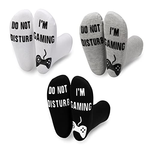 Do Not Disturb I'm Gaming Socks 3 Pairs Assort - Sockaholic Mens Novelty Sock Gifts for Dad Young Teen Do Not Disturb I'm Gaming Socks 3 Pairs Assort - Sockaholic Mens Novelty Sock Gifts for Dad Young Teen