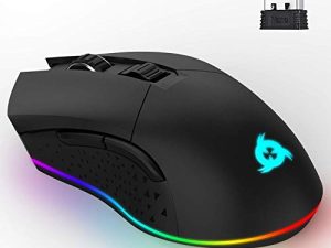 KLIM Blaze Rechargeable Wireless Gaming Mouse RGB New 2022 + High-Precision Sensor and Long-Lasting Battery + 7 Customizable Buttons + Up to 6000 DPI + Wired & Wireless Mouse for PC Mac & PS4 PS5
