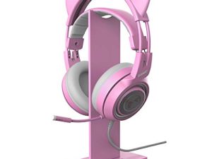 SOMIC Pink Headphone Stand Gaming Headset Holder with Solid Base and Flexible Earphone Hanger with Supporting for All Headphones Size