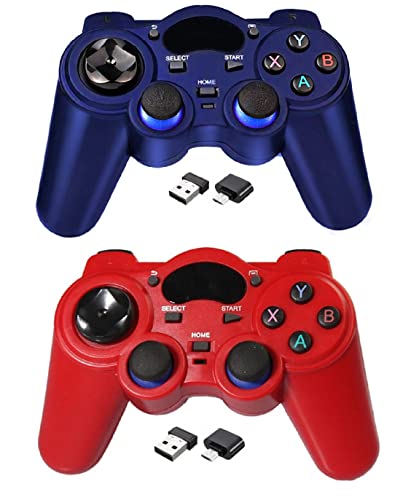 Rzzhgzq 2 Pack USB 2.4G Wireless Gaming Controller for PC/Laptop Computer (Windows XP/7/8/10)/ Android / PS3 & Steam Joystick Gamepad for pc Games Controller Compatible Android (Blue+red) Rzzhgzq 2 Pack USB 2.4G Wireless Gaming Controller for PC/Laptop Computer (Windows XP/7/8/10)/ Android / PS3 & Steam Joystick Gamepad for pc Games Controller Compatible Android (Blue+red)