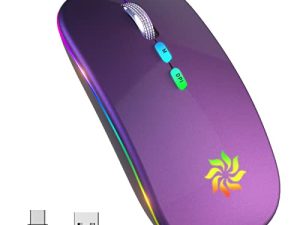LED Wireless Mouse Slim Silent Mouse 2.4G Rechargeable Wireless Computer Mouse Wireless Mouse for Laptop