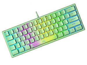 ZIYOU LANG K61 60% Gaming Keyboard Mini Portable with Rainbow RGB Backlit Ergonomic 62Key Layout 19Key Anti-ghosting Mechanical Feel Waterproof USB Wired for PC Mac Windows Gamer Laptop Typists(Green)