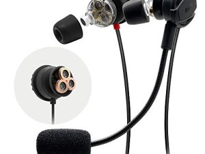 ADV. NSMO 3D 3-Driver Gaming Earbuds Headset with Dual Mic [Detachable & Built-in] and Volume Control for Mobile Gaming