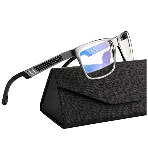 ANYLUV Blue Light Blocking Glasses Men Computer Gaming Blue Screen Glasses Mens Blue Light Blocker Glasses Rectangle Metal frame UV400 Clear Lens ANYLUV Blue Light Blocking Glasses Men Computer Gaming Blue Screen Glasses Mens Blue Light Blocker Glasses Rectangle Metal frame UV400 Clear Lens