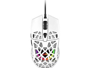 FIRSTBLOOD ONLY GAME. AJ339 65G Gaming Mouse - Lightweight Honeycomb Shell - RGB Backlit - 12400 DPI Optical Sensor - Programmable 6 Buttons - Precise Registration - Superlight Cable - White