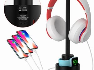 Headphone Stand with 5 USB Charger COZOO Desktop Gaming Headset Holder Hanger with 5 USB Charging Station