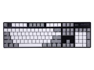 AK50 Wired Classic 104 Mechanical Gaming Keyboard – Black Switches - PBT Keycaps – Grey-White Matching – White Backlit - Durable Aluminum Frame – for Windows Computer Office Gaming PC - Black