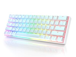HK GAMING GK61 Mechanical Gaming Keyboard - 61 Keys Multi Color RGB Illuminated LED Backlit Wired Programmable for PC/Mac Gamer (Gateron Optical Yellow