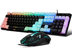 Wired Gaming Keyboard and Mouse Combo-CHONCHOW RGB Backlit Keyboard Mouse LED Rainbow Backlight 3600DPI Gaming Mouse Keyboard Compatible with PS5