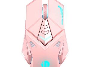 INPHIC Pink Gaming Mouse. USB Optical Wired Mouse. RGB Backlight. 4 Levels Adjustable DPI up to 4800. Silent Click