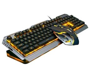 Ninja Dragon Premium Metal Frame Tungsten Gold Mechanical Gaming Keyboard and Mouse Set