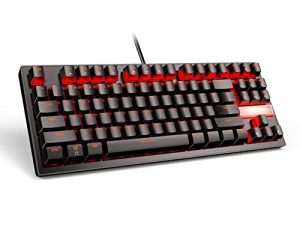 Anivia Mechanical Gaming Keyboard - MK1 RED LED Backlit Mechanical Keyboards - Small Compact 87 Key Metal Mechanical Computer Keyboard USB Wired Blue Equivalent Switches for Windows PC Gamers - Black
