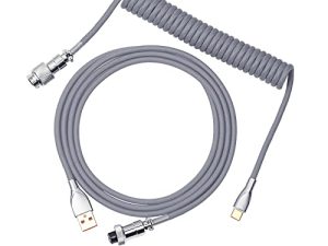 EPOMAKER Mix 1.8m Coiled Type-C to USB A TPU Mechanical Keyboard Space Cable with Detachable Aviator Connector for Gaming Keyboard and Cellphone(Grey)