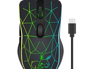 HXMJ Wired USB C Gaming Mice with USB Adapter