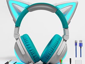 Wireless Cat Ear Headphones (7 Color Changing) with & 3.5mm Jack