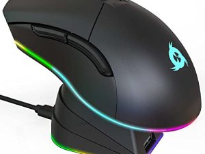 KLIM Blaze Pro Rechargeable Wireless Gaming Mouse with Charging Dock RGB + High-Precision Sensor and Long-Lasting Battery + Up to 6000 DPI + Great PC Gaming Mouse Wireless 2022