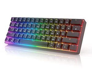 HK GAMING GK61 Mechanical Gaming Keyboard - 61 Keys Multi Color RGB Illuminated LED Backlit Wired Programmable for PC/Mac Gamer Tactile (Gateron Optical Brown)