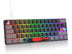 Owpkeenthy Wired 60% Percent Mechanical Gaming Keyboard with Blue Switch Ultra Compact RGB Gaming Keyboard Backlit Keys N-Key Rollover for PC Gamer (Dark/Blue Switch)