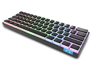 NACODEX Mini 60% Mechanical Gaming Keyboard - PBT Pudding Keycap Bluetooth 5.0 Rainbow Keyboard - 1000mAh Ultra-Compact Keyboard for iOS Android Windows Or Mac (Red Switch Black)
