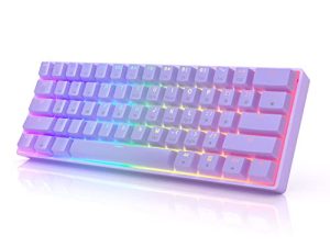 HK GAMING GK61 Mechanical Gaming Keyboard - 61 Keys Multi Color RGB Illuminated LED Backlit Wired Programmable for PC/Mac Gamer (Gateron Optical Blue