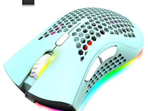 Wireless Lightweight Gaming Mouse Honeycomb with 7 Button Multi RGB Backlit Perforated Ergonomic Shell Optical Sensor Adjustable DPI Rechargeable 800 mAh Battery USB Receiver for PC Mac Gamer(Green)