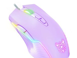 NEWSTYP Cute RGB 6400 DPI Wired Gaming Mouse Breathing LED Optical USB 7 Buttons Gamer Computer Pink Mice for Laptop PC Desktop (Purple)