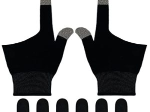 Gaming Gloves for Sweaty Hands - Rakizbe Ultra-Thin Anti-Sweat Breathable Seamless Touch Screen Gloves with Thumb Finger Sleeves for iPad/Mobile PUBG Game Controller