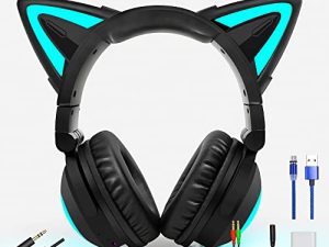 Wireless Cat Ear Headphones (7 Color Changing) with & 3.5mm Jack