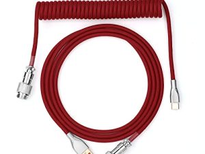 EPOMAKER Mix 1.8m Coiled Type-C to USB A TPU Mechanical Keyboard Space Cable with Detachable Aviator Connector for Gaming Keyboard and Cellphone (Red)