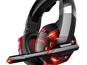 Gaming Headset Gaming Headphones with Microphone K2PRO Noise Canceling 7.1 Surround Sound Stereo Bass LED Lights Over-Ear 3.5mm for PS4 PS5 PC Xbox One (Adapter Needed)