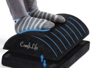 ComfiLife Foot Rest for Under Desk at Work – Adjustable Memory Foam Foot Rest for Office Chair & Gaming Chair – Ergonomic Design for Back & Hip Pain Relief (Black)