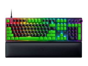 Razer Huntsman V2 Optical Gaming Keyboard + PBT Keycap Upgrade Set Bundle: Clicky Optical Black/Green Keycaps