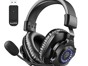 EasySMX 2.4G Wireless Gaming Headset PS5/PS4/PC V07W Gaming Headphones with Detachable Noise Cancellation Microphone