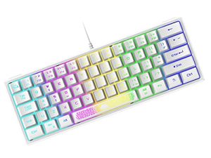 ZIYOU LANG K61 60% Gaming Keyboard Mini Portable with Rainbow RGB Backlit Ergonomic 62Key Layout 19Key Anti-ghosting Mechanical Feel Waterproof USB Wired for PC Mac Windows Gamer Laptop Typists(White)